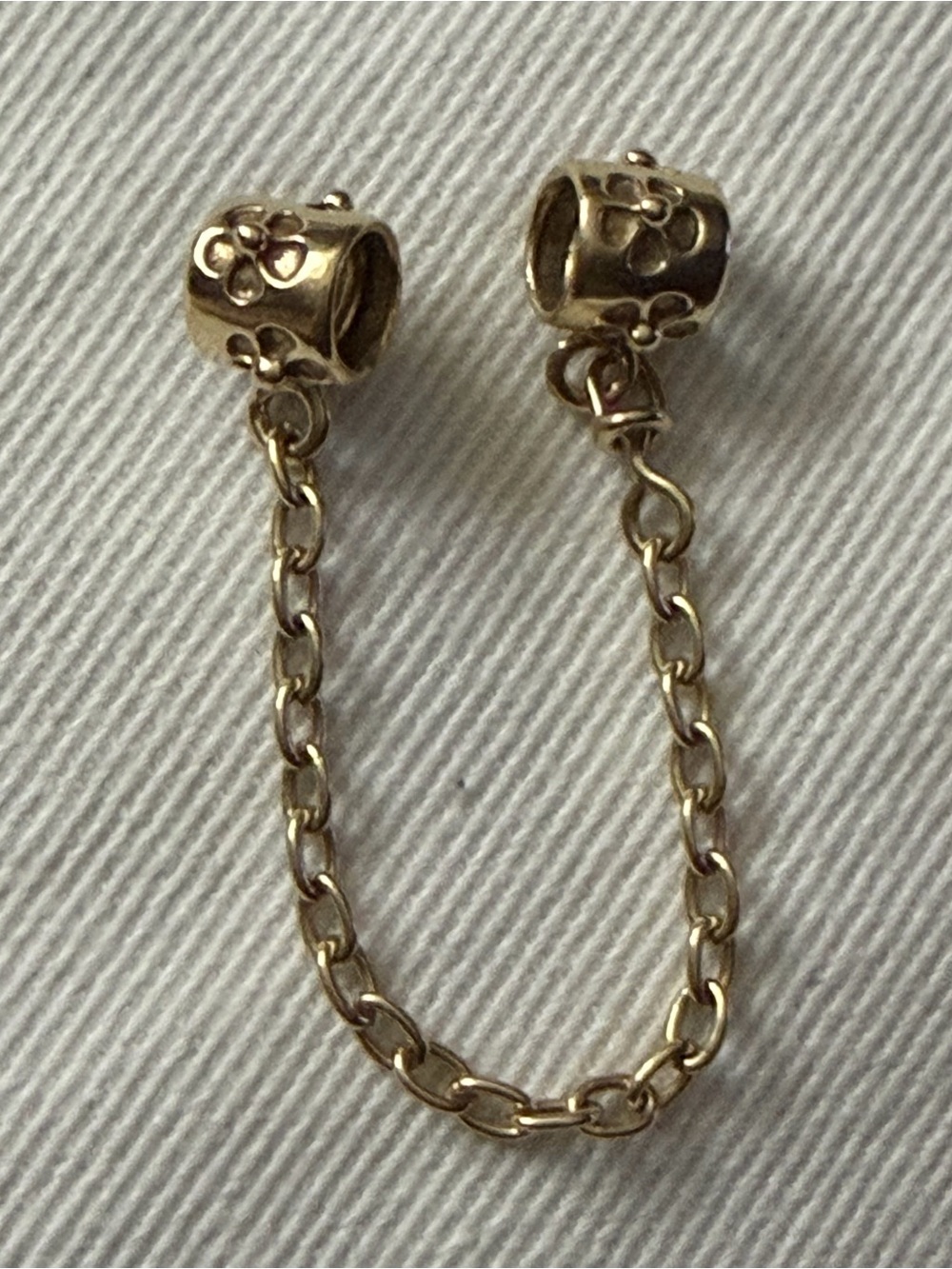 PANDORA Gold Floral Safety Chain Connector for Charm Bracelets ALE925